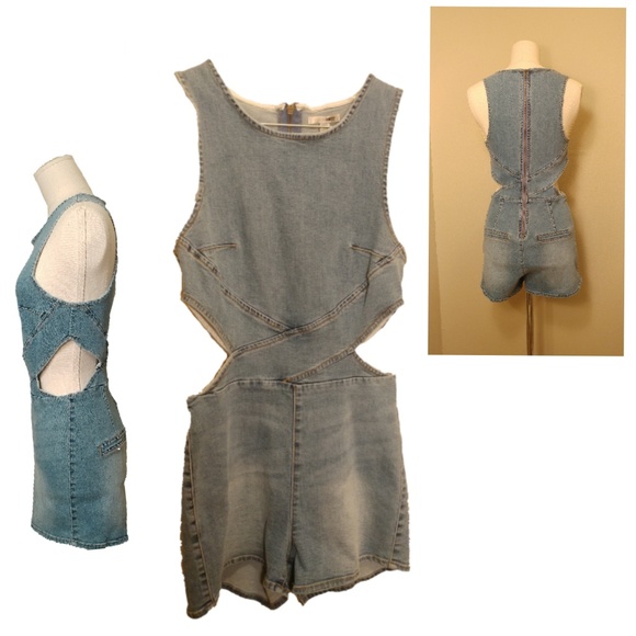 Pants - 🍁Denim Romper with cut outs